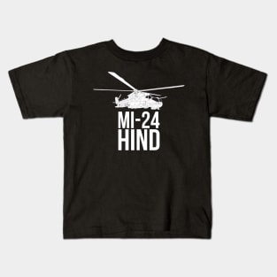 Mi-24 Hind helicopter gunship white version Kids T-Shirt